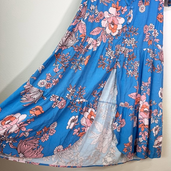 Maaji Floret Myla Kimono Blue Floral Cover Up Maxi Dress Size‎ Small - Picture 8 of 14
